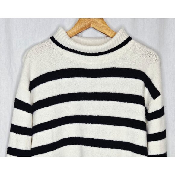 Stockholm Atelier & Other Stories Black & White Striped Knit Sweater LARGE - Picture 3 of 6